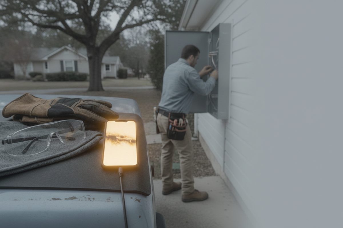 Phone ringing on the dashboard of a moving truck after a customer finds the business website